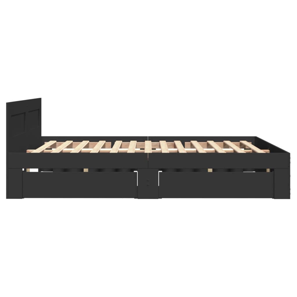 sengeramme med sengegavl 120x190 cm konstrueret træ sort