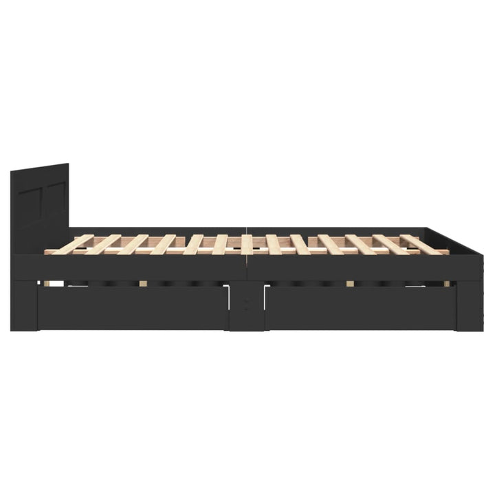 sengeramme med sengegavl 120x190 cm konstrueret træ sort