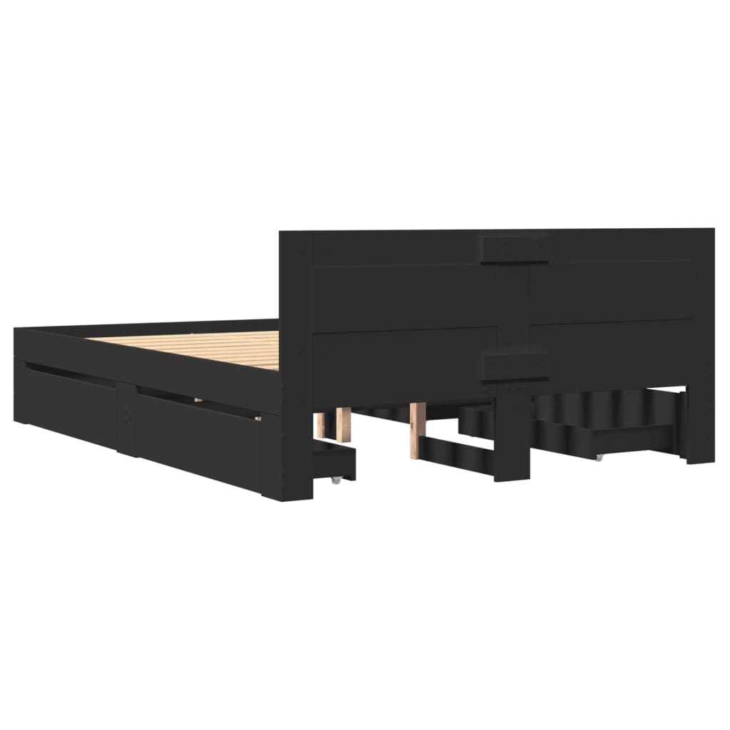 sengeramme med sengegavl 120x190 cm konstrueret træ sort