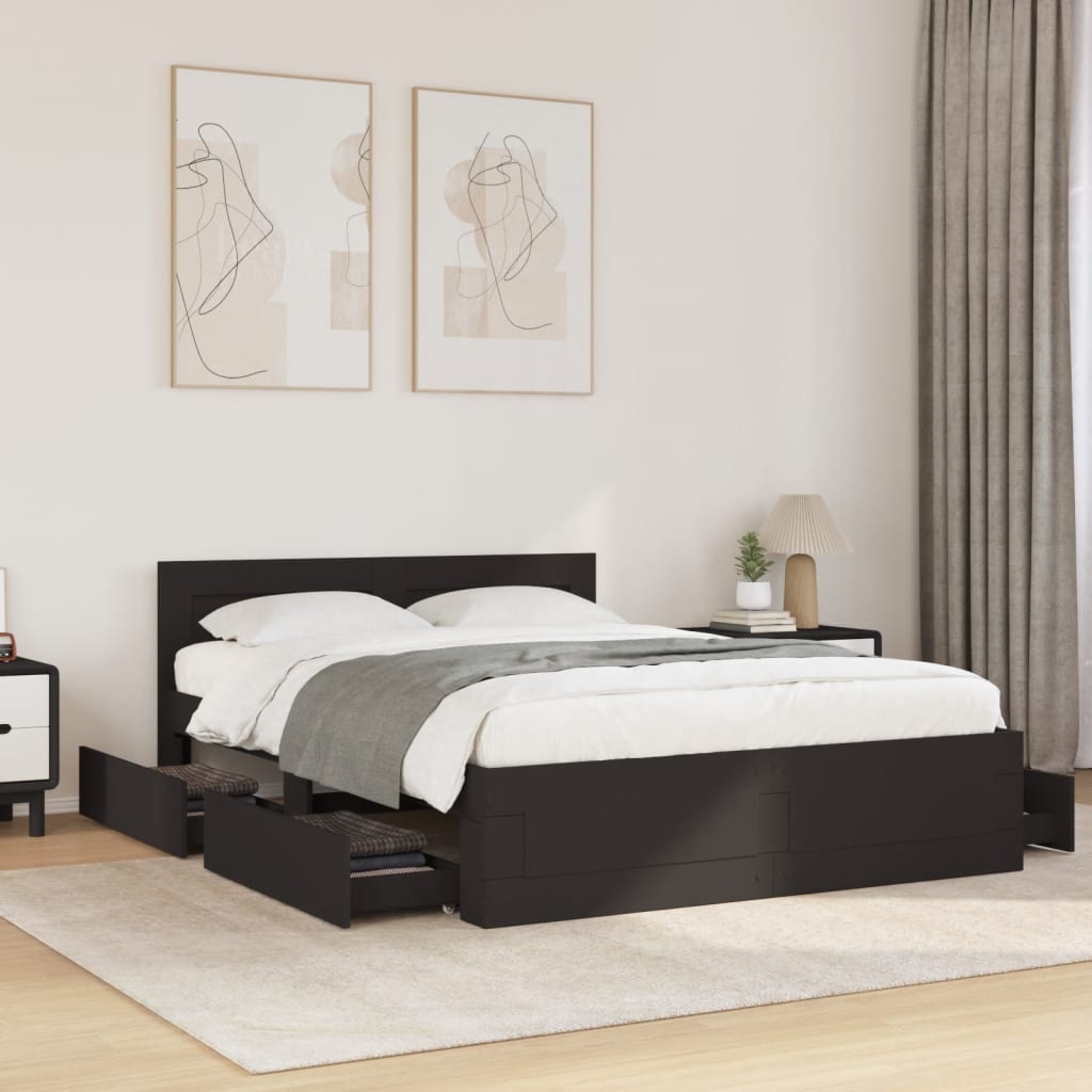 sengeramme med sengegavl 120x190 cm konstrueret træ sort