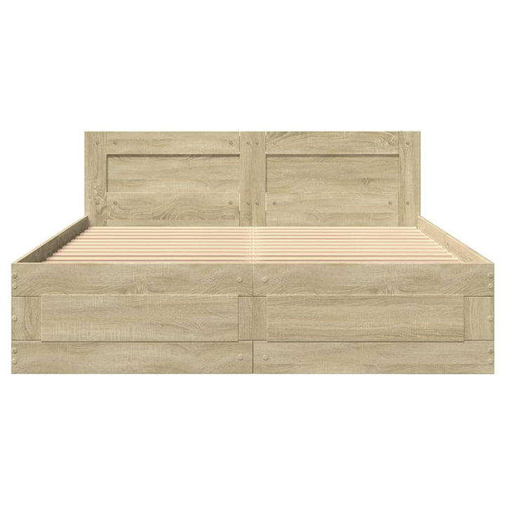 sengeramme med sengegavl 120x190 cm konstrueret træ sonoma-eg