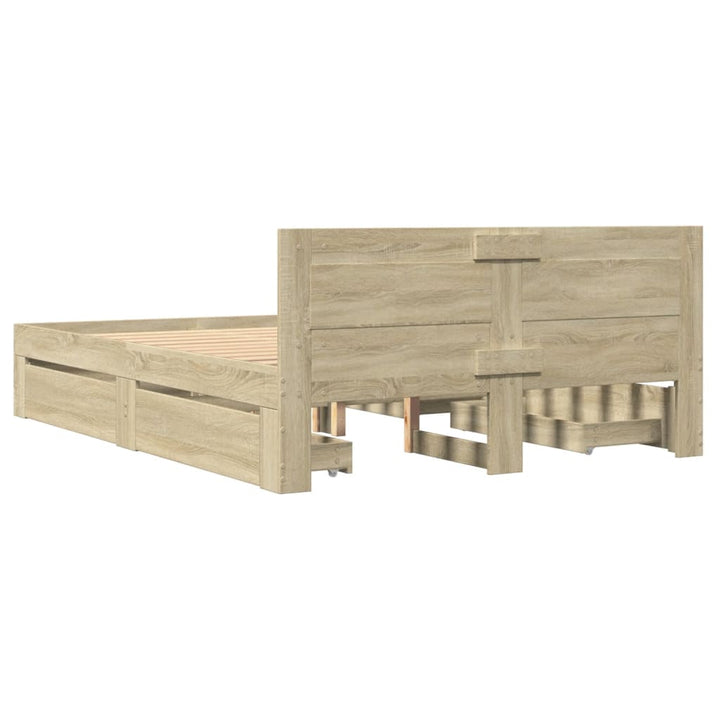 sengeramme med sengegavl 120x190 cm konstrueret træ sonoma-eg