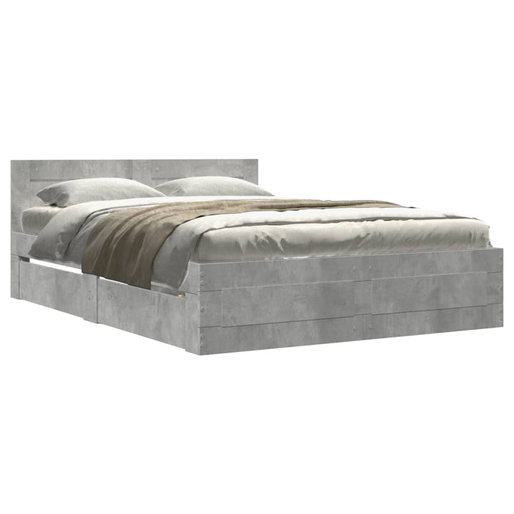 sengeramme med sengegavl 120x190 cm konstrueret træ betongrå
