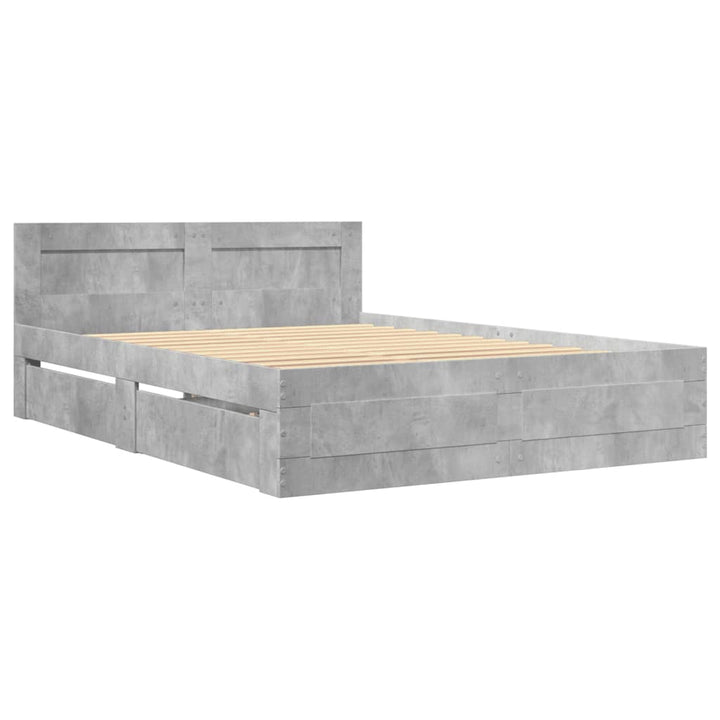sengeramme med sengegavl 120x190 cm konstrueret træ betongrå