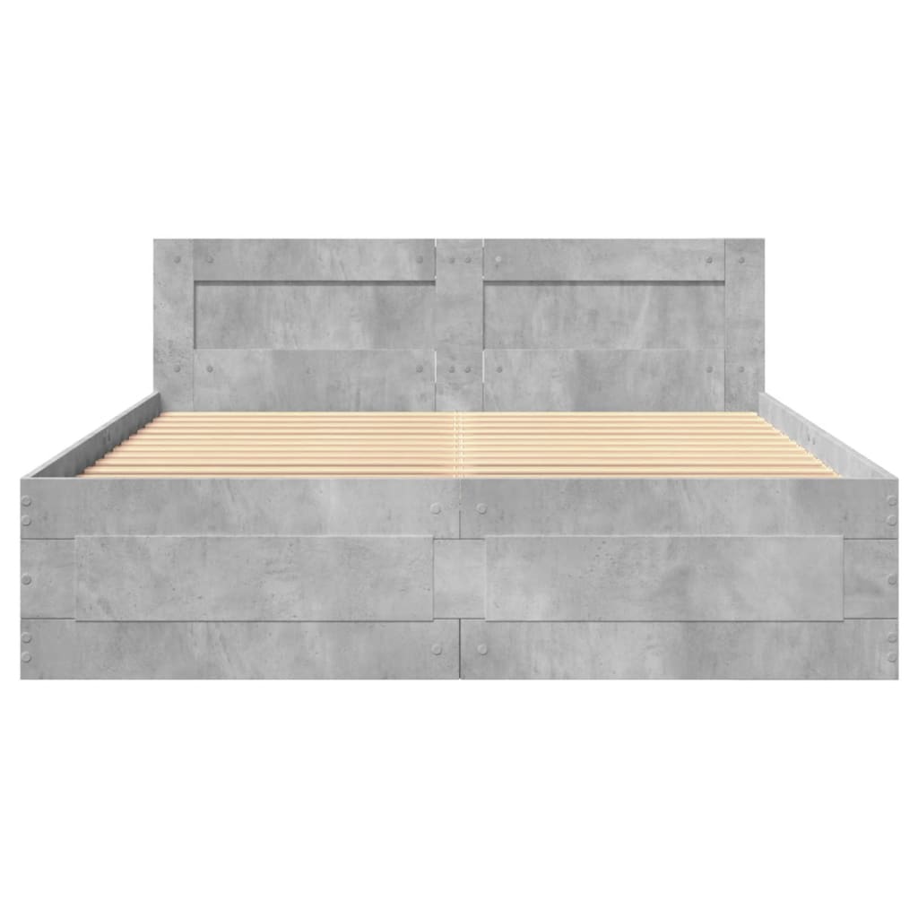 sengeramme med sengegavl 120x190 cm konstrueret træ betongrå