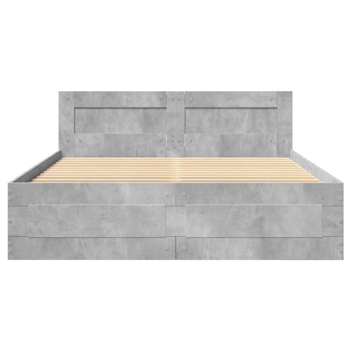 sengeramme med sengegavl 120x190 cm konstrueret træ betongrå