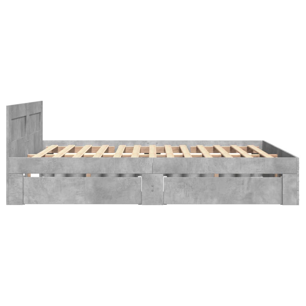sengeramme med sengegavl 120x190 cm konstrueret træ betongrå