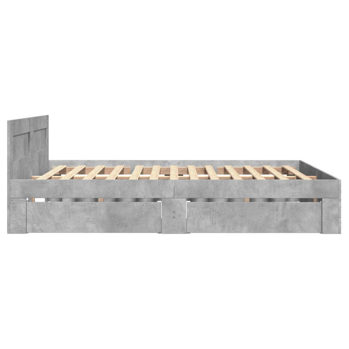 sengeramme med sengegavl 120x190 cm konstrueret træ betongrå