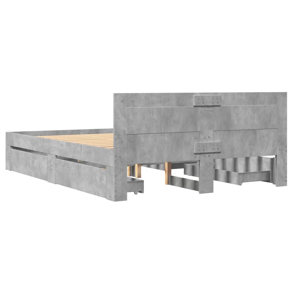 sengeramme med sengegavl 120x190 cm konstrueret træ betongrå