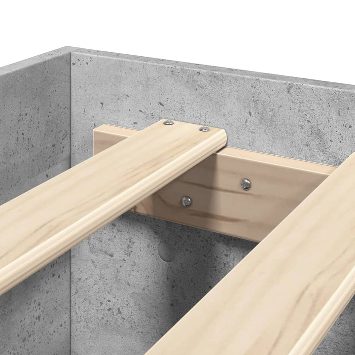 sengeramme med sengegavl 120x190 cm konstrueret træ betongrå