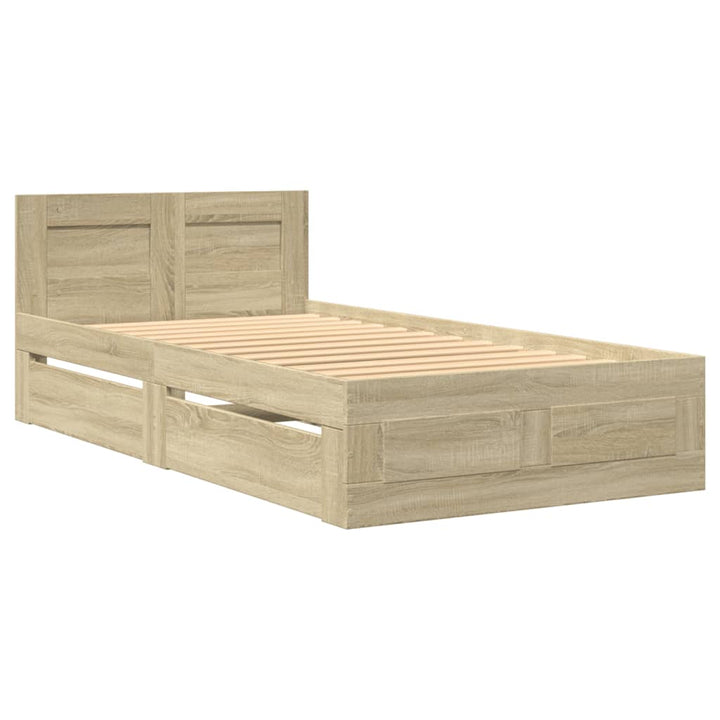 sengeramme med sengegavl 90x190 cm konstrueret træ sonoma-eg