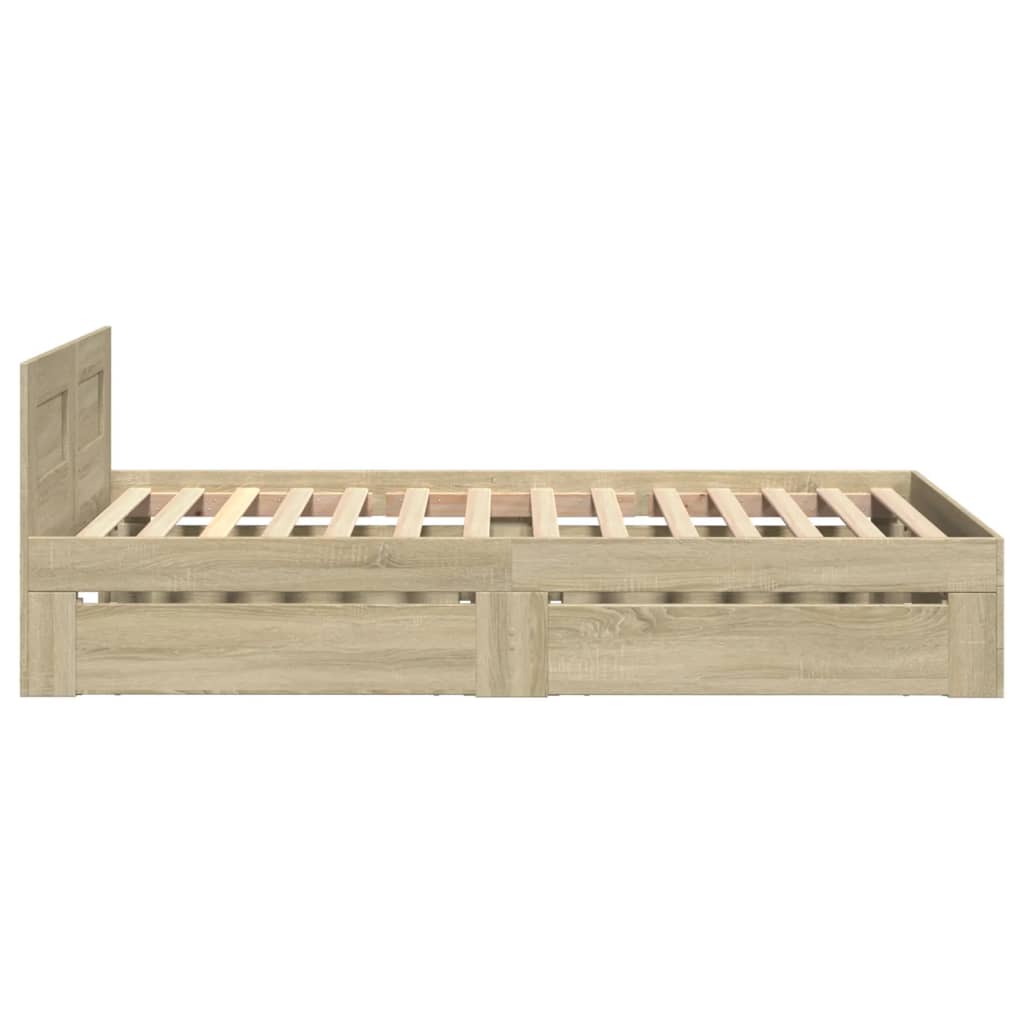 sengeramme med sengegavl 90x190 cm konstrueret træ sonoma-eg