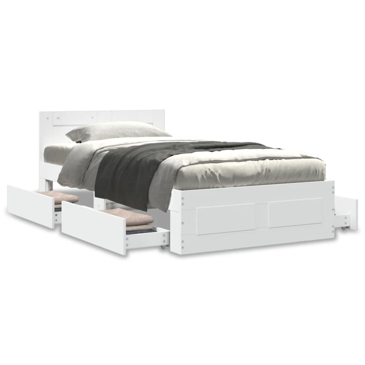 sengeramme med sengegavl 75x190 cm konstrueret træ hvid