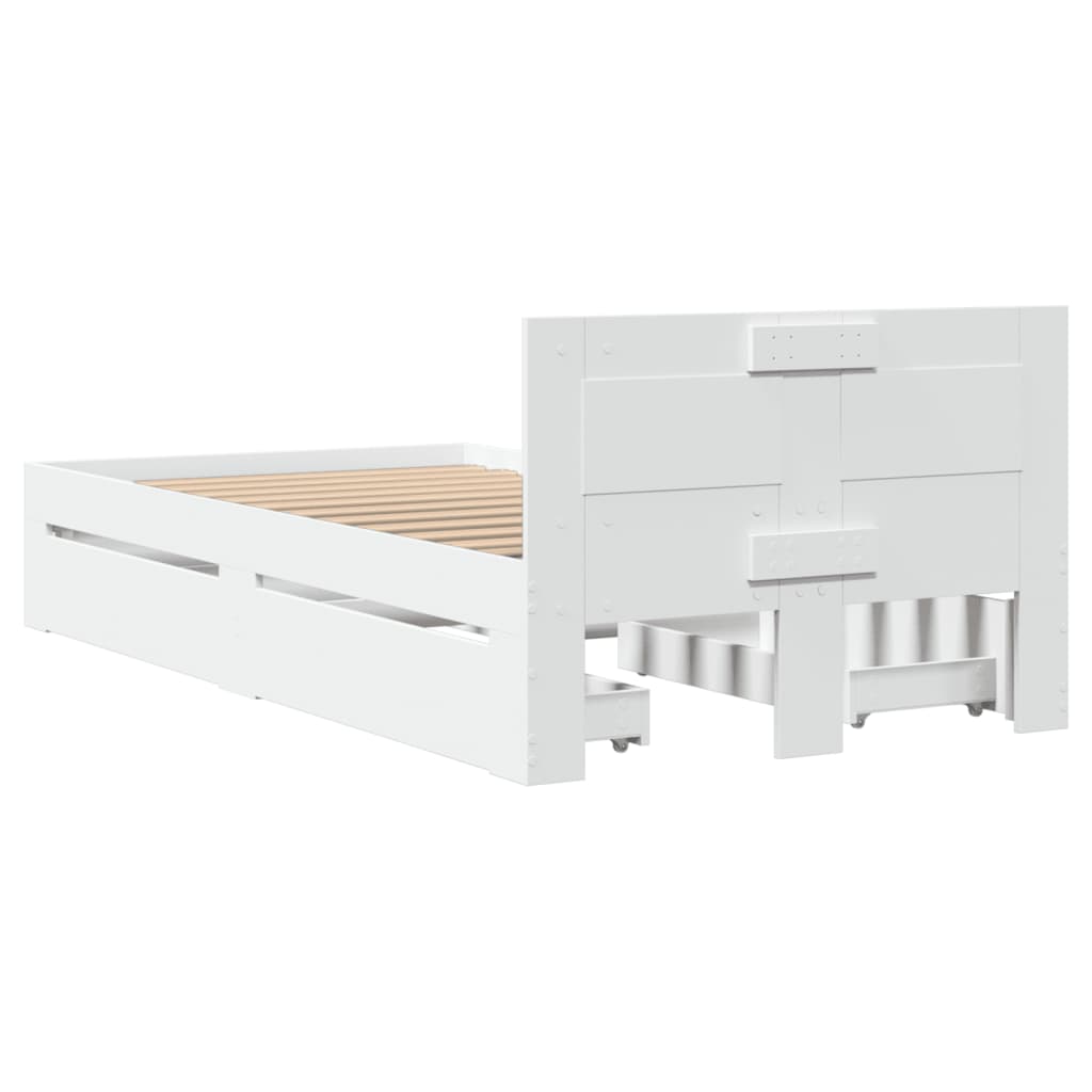 sengeramme med sengegavl 75x190 cm konstrueret træ hvid