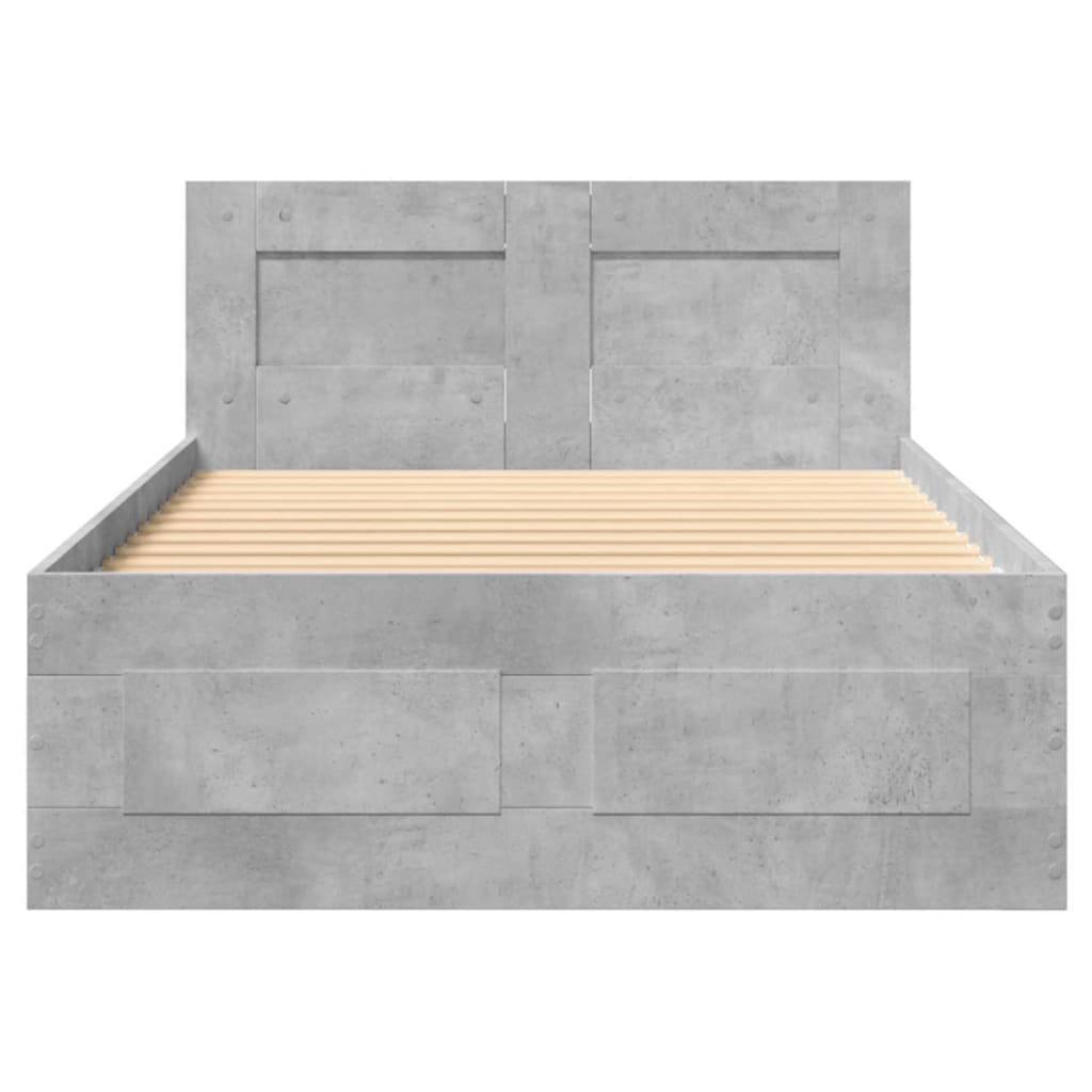 sengeramme med sengegavl 75x190 cm konstrueret træ betongrå