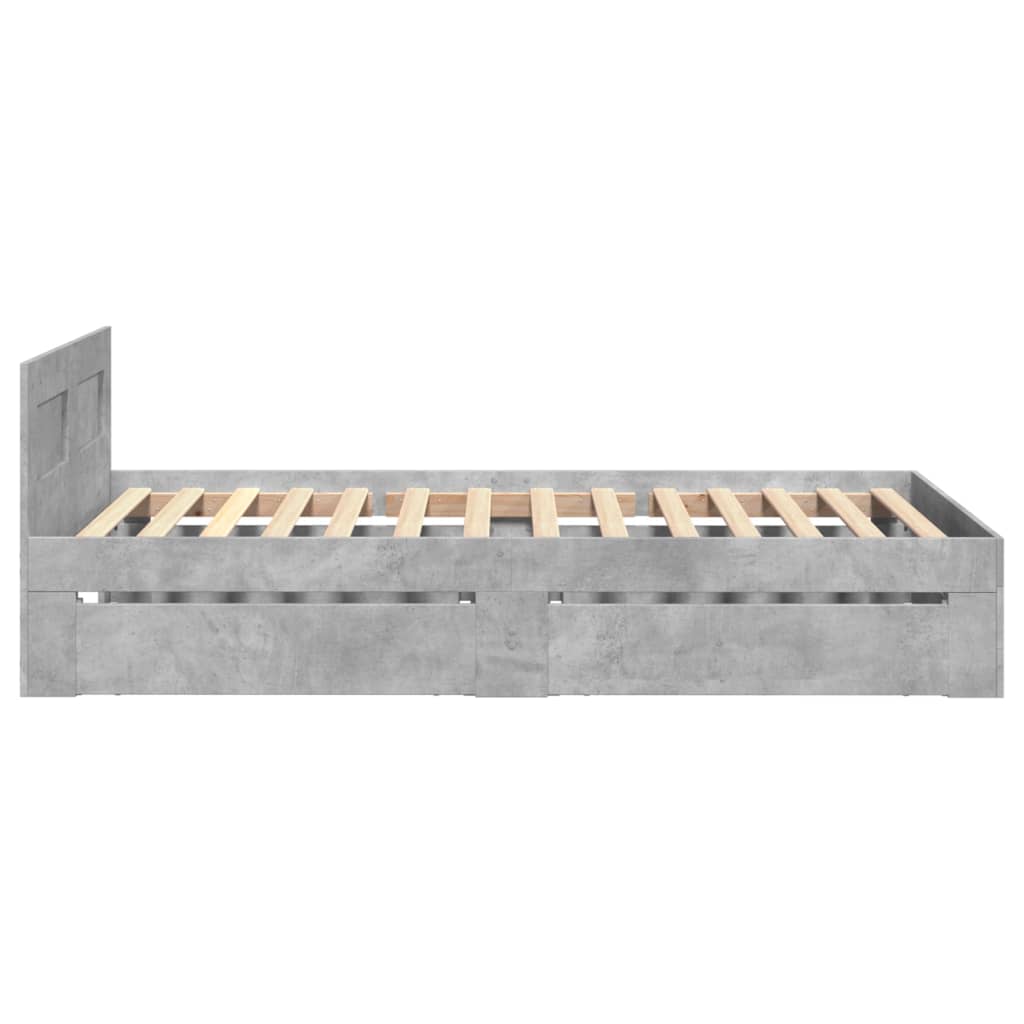 sengeramme med sengegavl 75x190 cm konstrueret træ betongrå