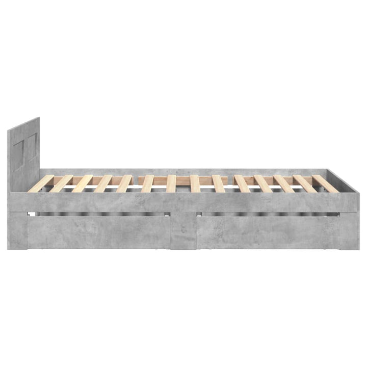 sengeramme med sengegavl 75x190 cm konstrueret træ betongrå