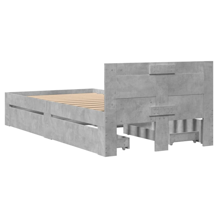 sengeramme med sengegavl 75x190 cm konstrueret træ betongrå