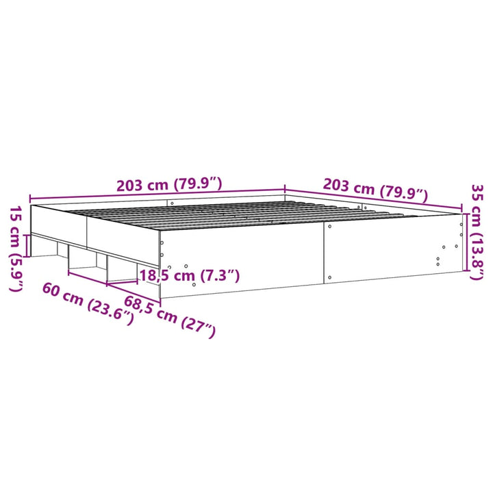 sengeramme uden madras 200x200 cm konstrueret træ røget eg