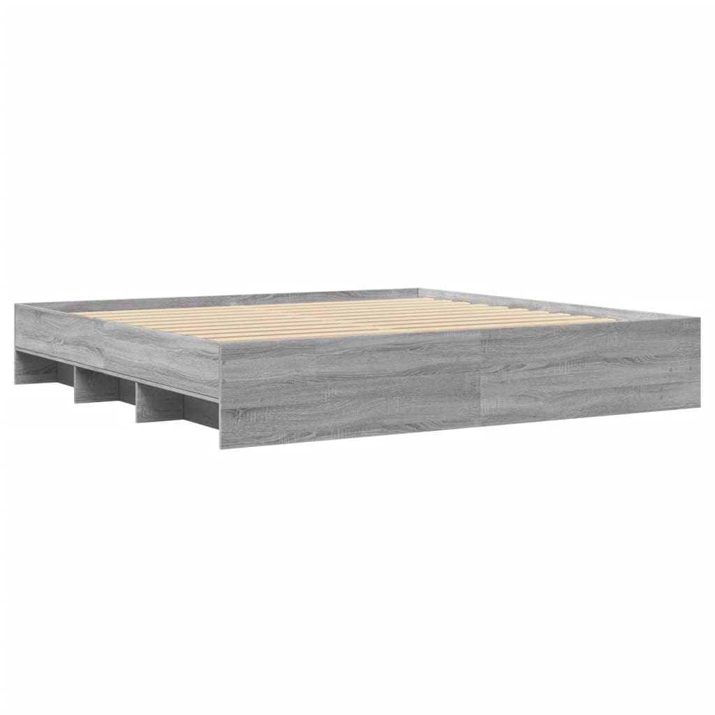 sengestel 200x200 cm konstrueret træ grå sonoma-eg
