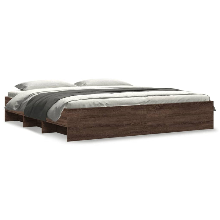 sengeramme uden madras 200x200 cm konstrueret træ brun eg