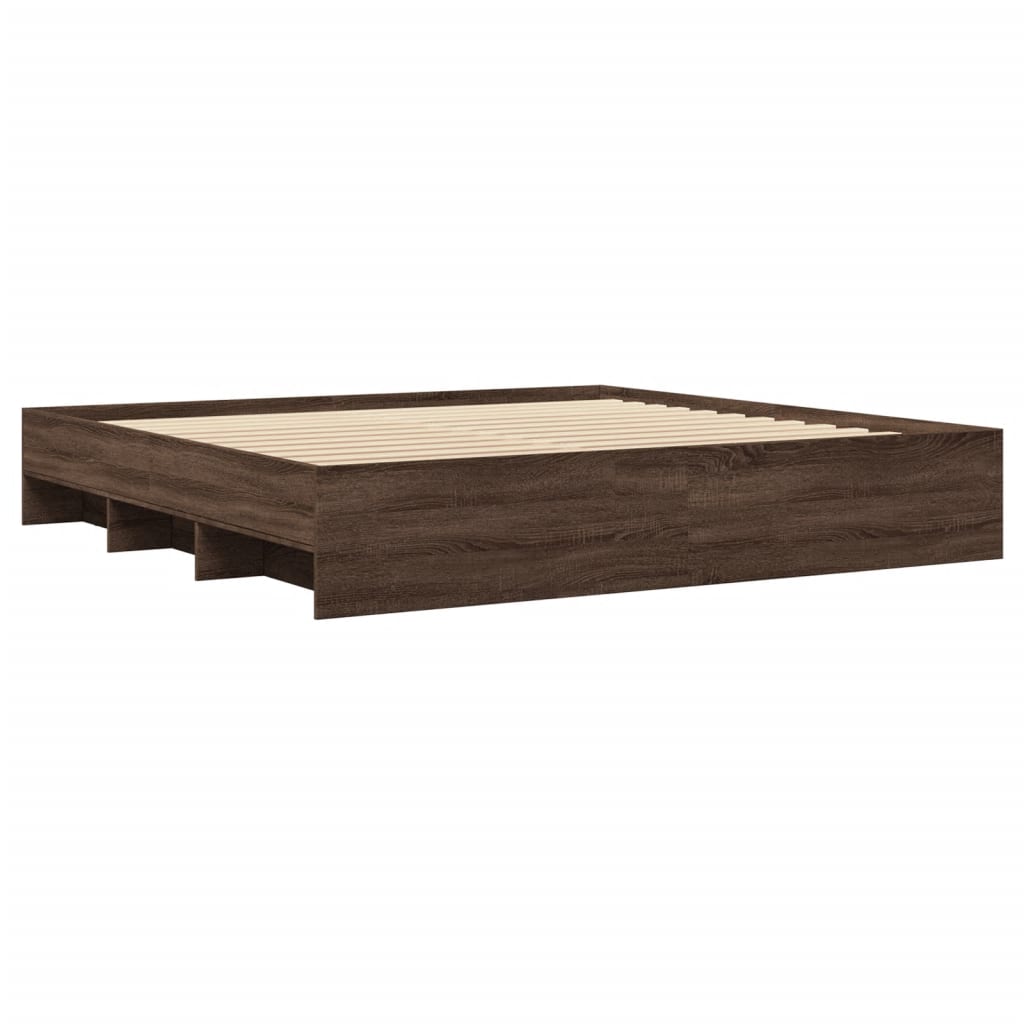 sengeramme uden madras 200x200 cm konstrueret træ brun eg