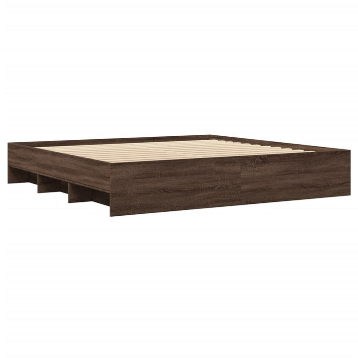 sengeramme uden madras 200x200 cm konstrueret træ brun eg