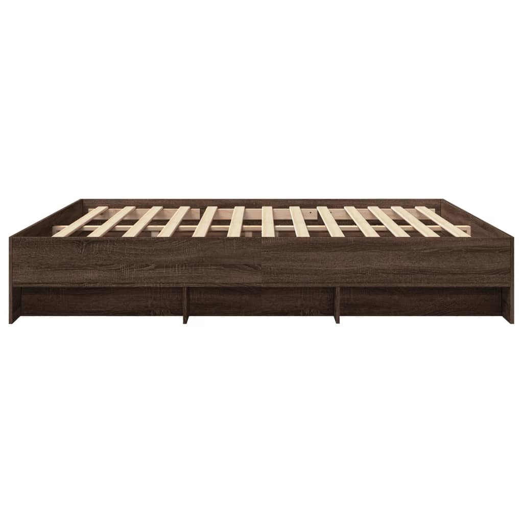 sengeramme uden madras 200x200 cm konstrueret træ brun eg