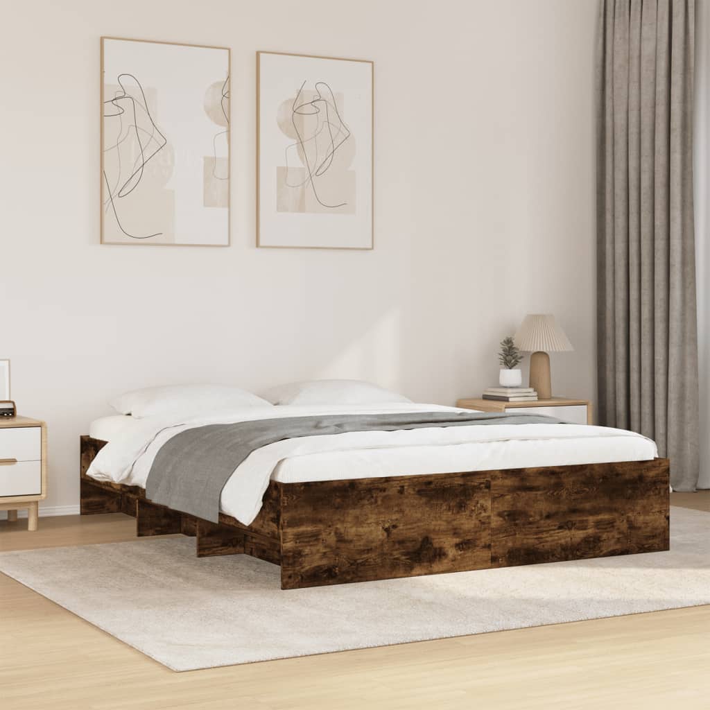 sengeramme uden madras 160x200 cm konstrueret træ røget eg