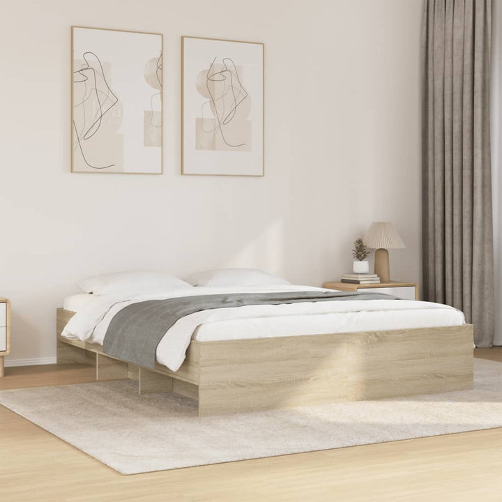 sengeramme 150x200 cm uden madras konstrueret træ sonoma-eg