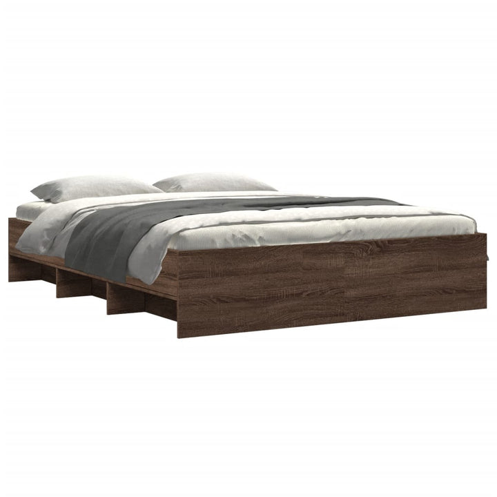 sengeramme 150x200 cm uden madras konstrueret træ brunt eg