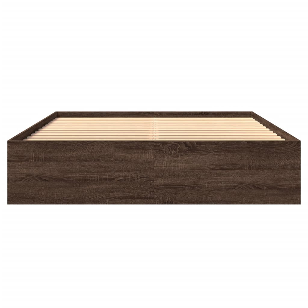 sengeramme 150x200 cm uden madras konstrueret træ brunt eg