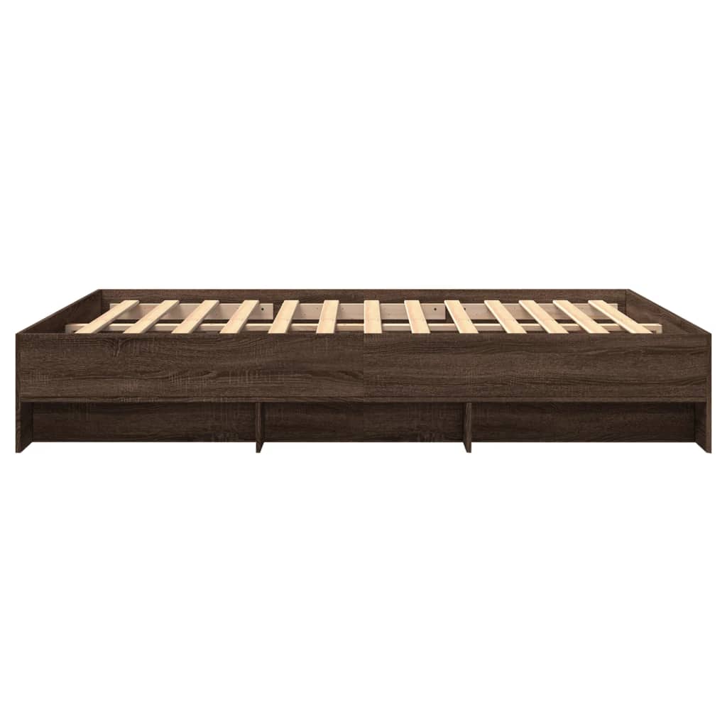 sengeramme 150x200 cm uden madras konstrueret træ brunt eg