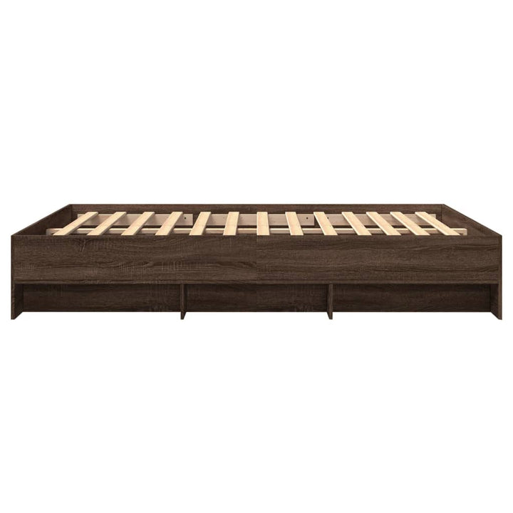 sengeramme 150x200 cm uden madras konstrueret træ brunt eg