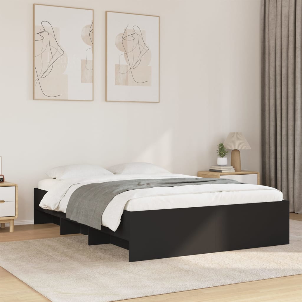 sengestel 140x200 cm massivt træ sort