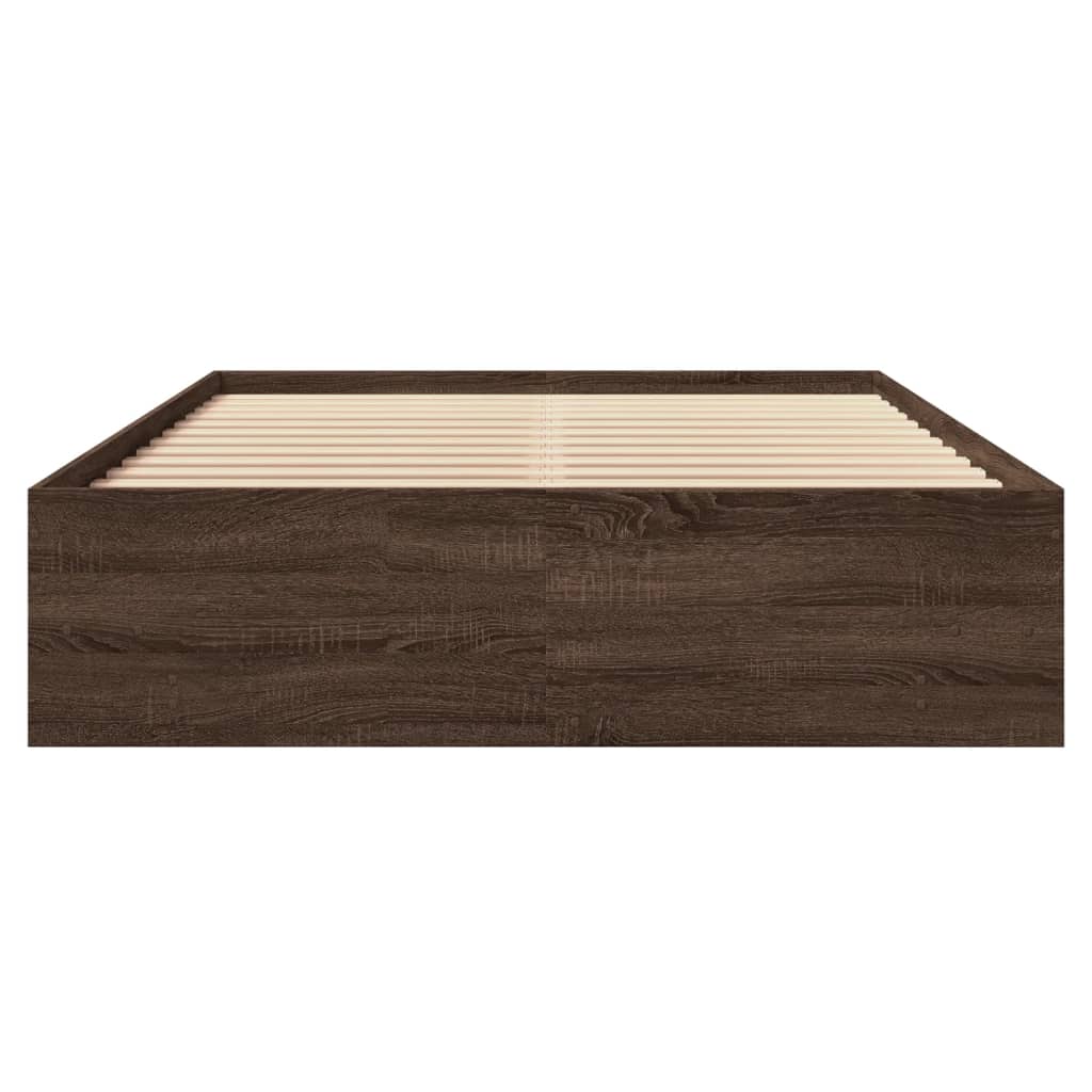 sengeramme 140x200 cm uden madras konstrueret træ brunt eg