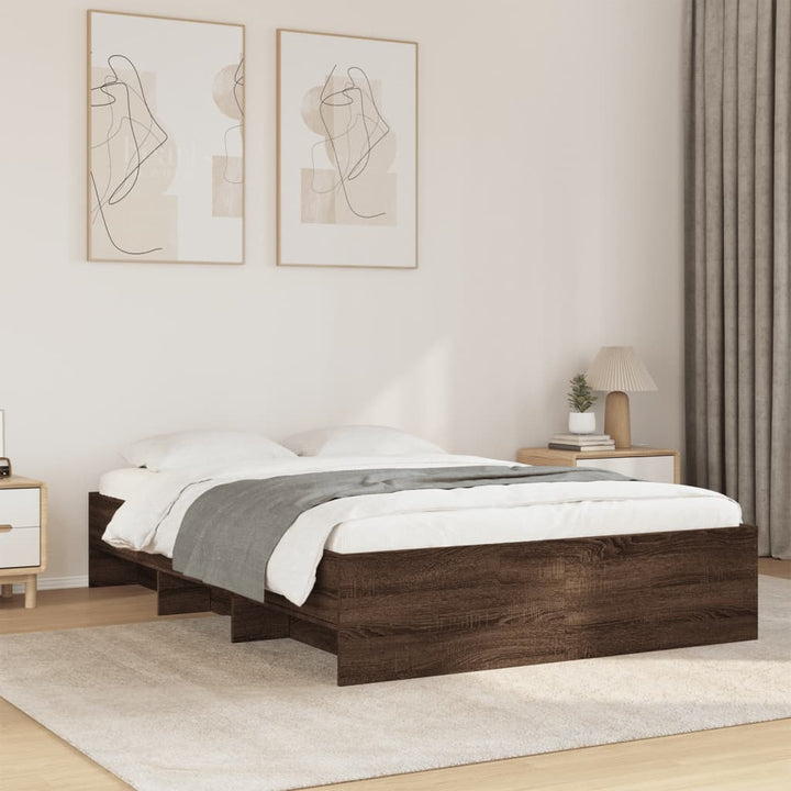 sengeramme 140x200 cm uden madras konstrueret træ brunt eg