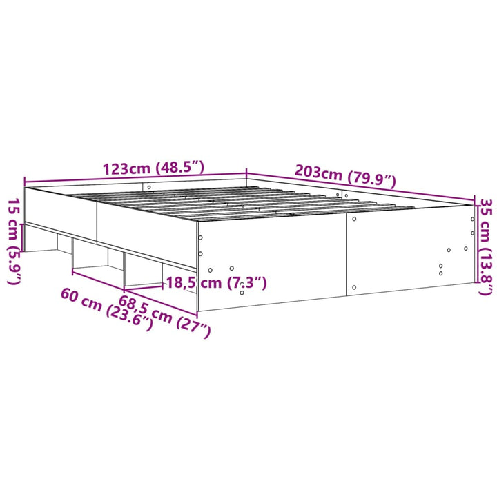 sengeramme 120x200 cm uden madras konstrueret træ sonoma-eg
