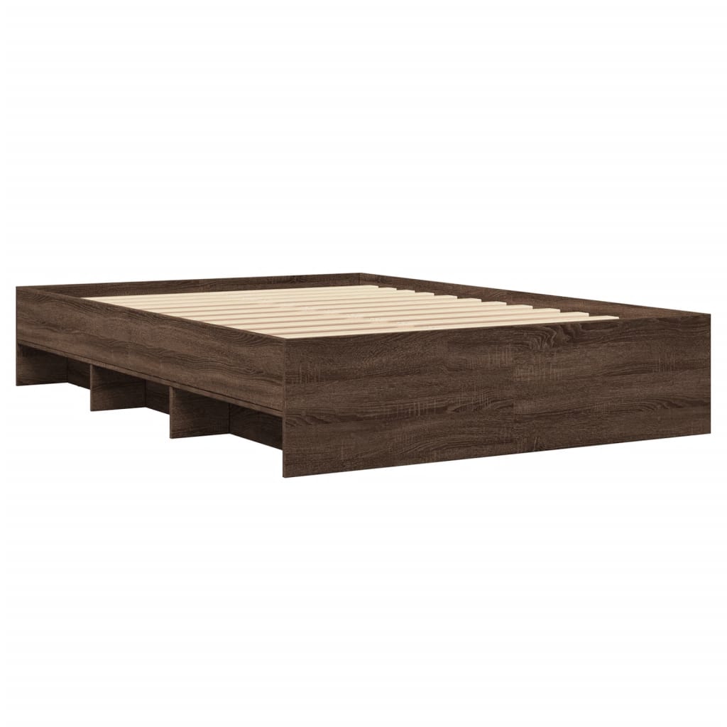 sengeramme 120x200 cm uden madras konstrueret træ brunt eg