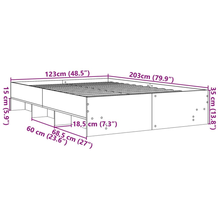 sengeramme 120x200 cm uden madras konstrueret træ brunt eg