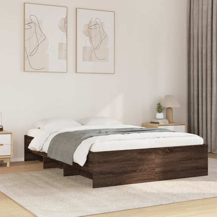 sengeramme 120x200 cm uden madras konstrueret træ brunt eg