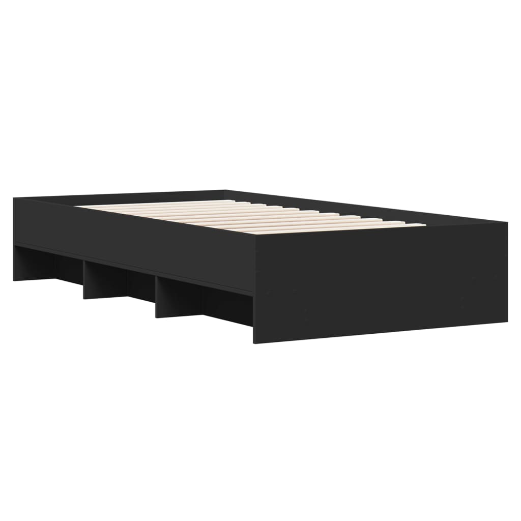 sengeramme 100x200 cm konstrueret træ sort