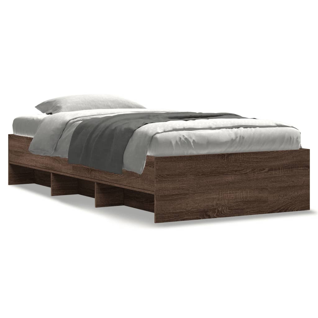 sengeramme 100x200 cm uden madras konstrueret træ brunt eg