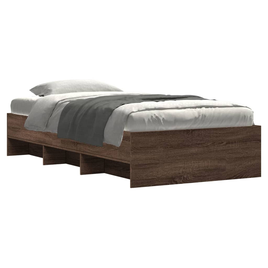 sengeramme 100x200 cm uden madras konstrueret træ brunt eg
