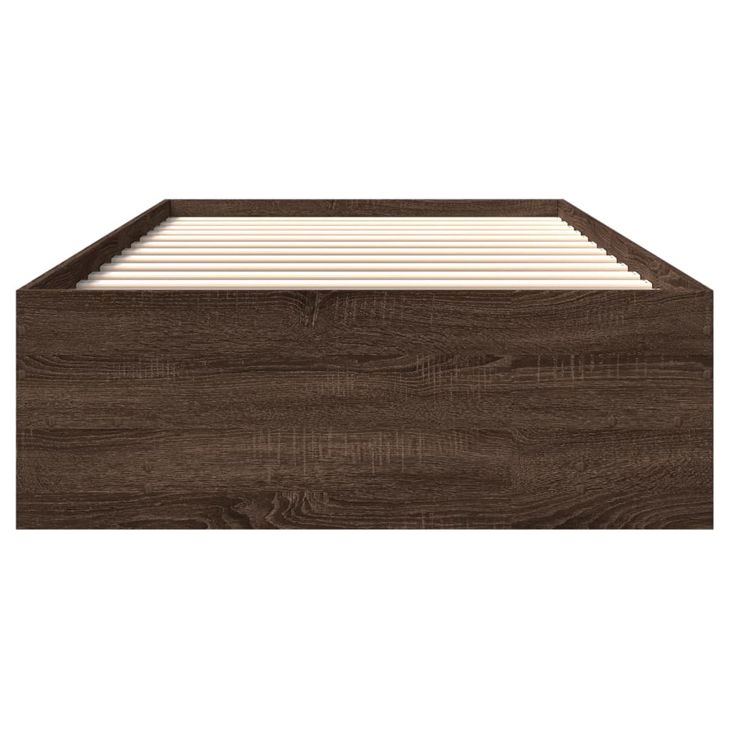 sengeramme 100x200 cm uden madras konstrueret træ brunt eg