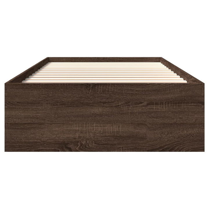 sengeramme 100x200 cm uden madras konstrueret træ brunt eg