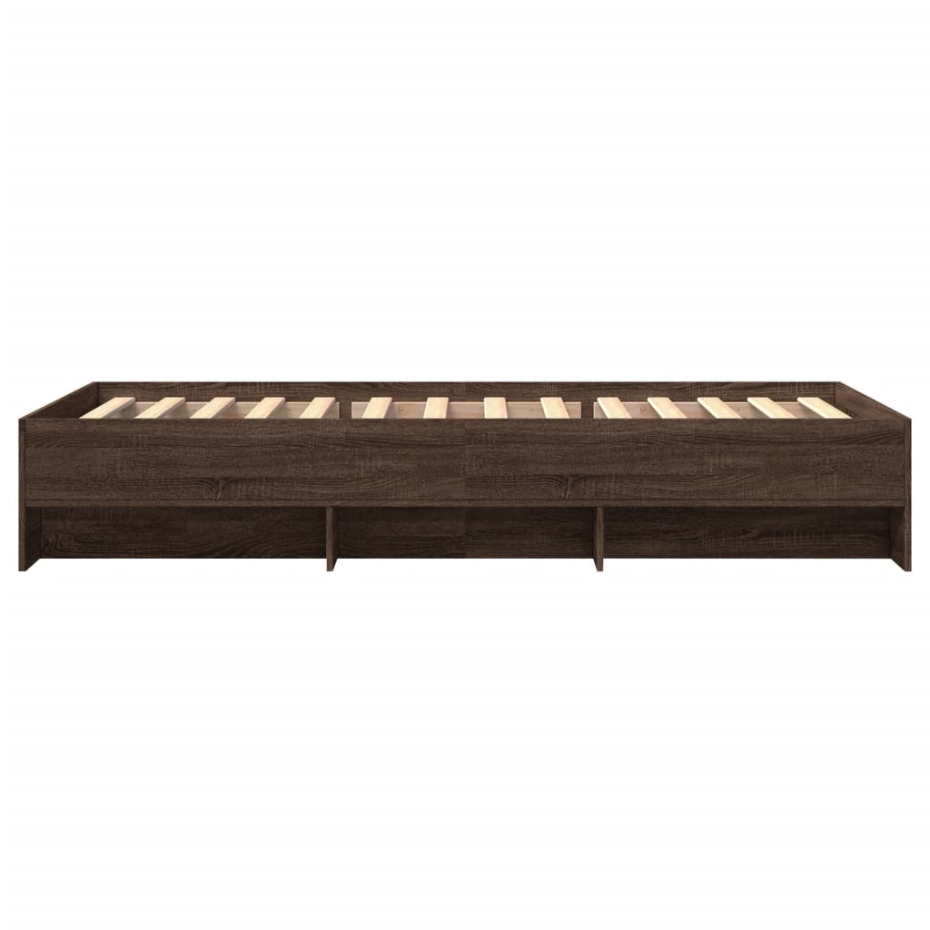 sengeramme 100x200 cm uden madras konstrueret træ brunt eg