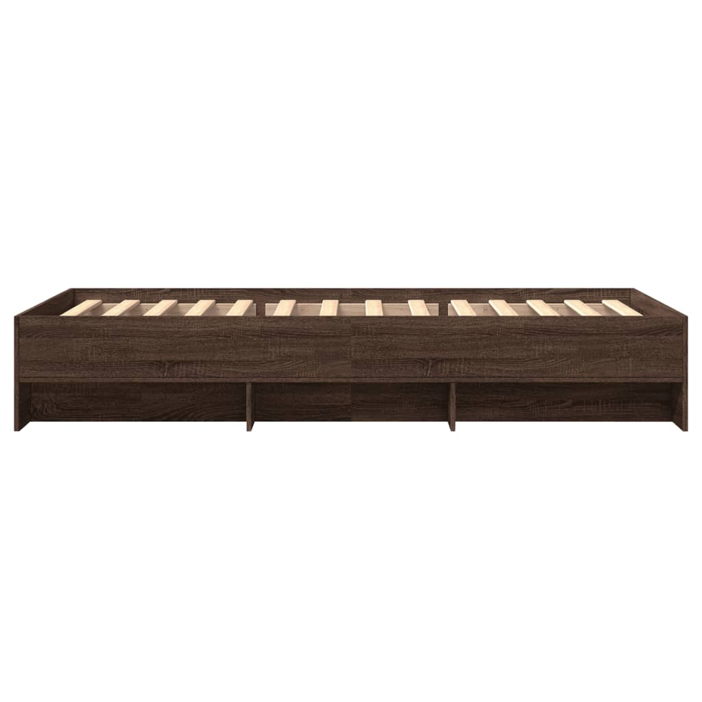 sengeramme 90x200 cm uden madras konstrueret træ brunt eg