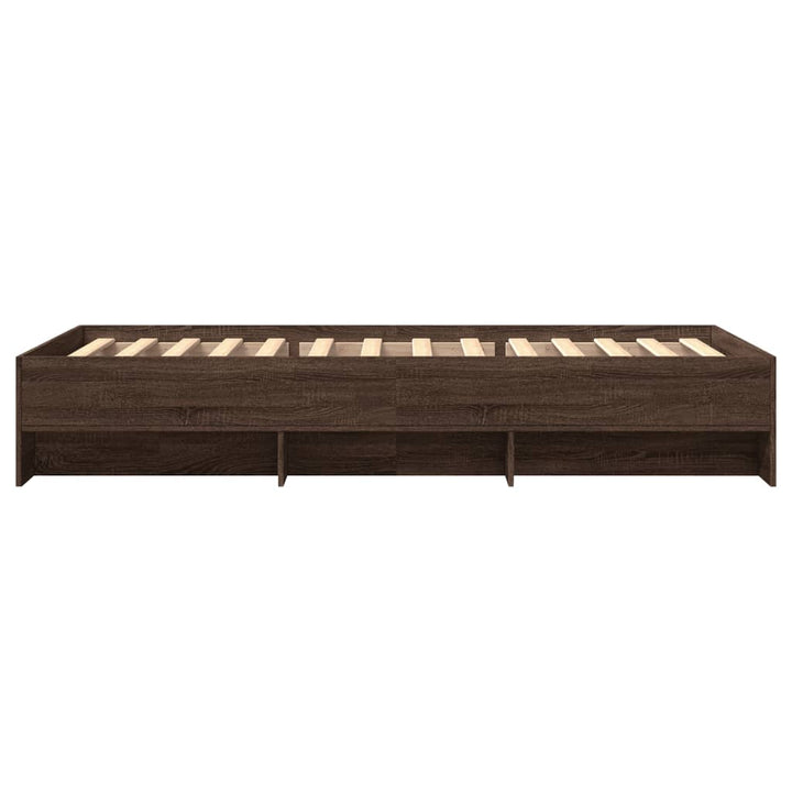 sengeramme 90x200 cm uden madras konstrueret træ brunt eg