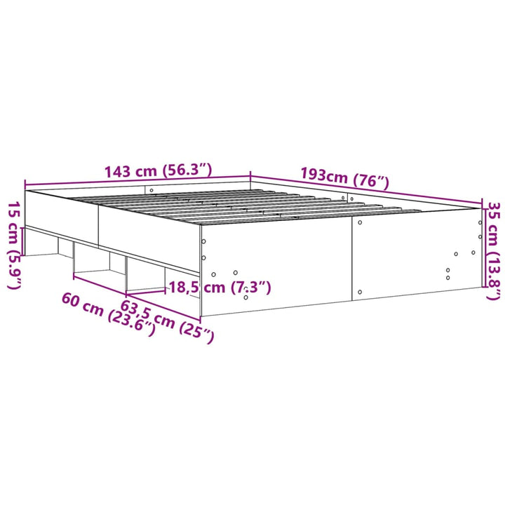 sengestel 140x190 cm konstrueret træ hvid